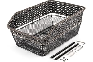 PINNAMAX Cestino posteriore per bicicletta Weave, grande, 25 l, con portata fino a 20 kg, base in metallo, cestino per la scuola, per Rennard, resistente alle intemperie, non arrugginisce, e-bike