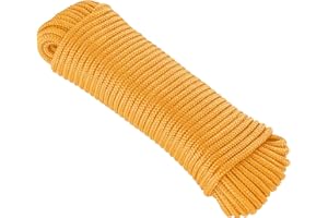 KuTi Kai 20M(64FT) Nylon Rope,Climbing Powerful Rope,Solid Nylon Line,Thick Multipurpose Durable Long Rope for Climbing,Bundling,Wedding,Fishing and DIY etc (6mm, Orange)