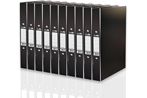 Durafile Ring Binder A4 Files, Black, Pack of 10 Folders, Heavy Duty Board Construction Folders for Paperwork Ring Binder, Ideal Folder Organiser for School, Home & The Office