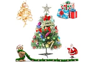 SUNSHINE SMILE 50cm Árbol de Navidad de Mesa,Mini Árbol de Pino de Navidad Artificial con Luces LED y Adornos,Árbol de Navidad de Mesa pequeño Artificial,Árbol de Navidad Artificial Pino con Adornos