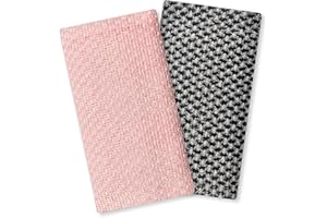 REEKNOKOL Lot de 2 serviettes exfoliantes, serviettes de douche exfoliantes extra longues, gants pour le dos pour utilisation sous la douche, exfoliant pour le dos pour hommes et femmes (Noir/Rose)