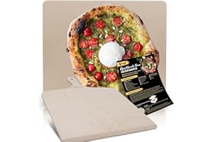 DELICRET - Pizzaschieber Birkenholz & Pizzastein für Backofen | 33x38x1,75cm - für Pizzen bis Ø33cm - inkl. Backanleitung für eine echte Pizza Napoletana moderna