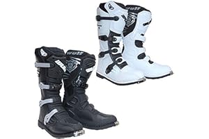 WULFSPORT BOOTS Wulfsport Trackstar Mx Boots Adult Motorcycle Motorbike Quad ATV Enduro Off Road Sports Racing Motocross Boots in Black, White