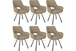 ‎WAFTING WAFTING Esszimmerstühle 6er Set Drehbar 360°,Armlehnstuhl mit Metallbeine,geeignet als Stühle Esszimmer,Samt Stuhl,Küchenstühle,Wohnzimmerstuhl,Polsterstuhl mit Samtigem Gefühl,Kaki