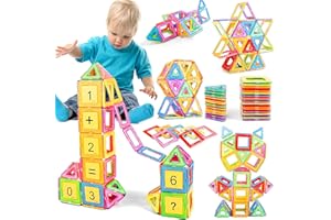 GLADTOP Construction Magnetique Enfant 52 Pièces Blocs de Construction Magnétique 3D Kit de Construction Créatif Péducatif Jouets de Construction pour Enfants à partir de 3 4 5 6 7 Filles Garçons