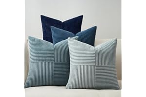 Topfinel Housse Coussin 40x40 Bleu Decoration Canape Salon Maison Interieure Lot de 4 Forme de Moulin à Vent pour Deco Chambre Enfant Lit Jardin Déco Aesthetic Scandinave en Velours Côtelé Durable