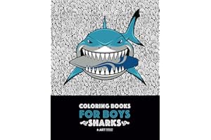 Coloring Books For Boys: Sharks: Advanced Coloring Pages for Tweens, Older Kids & Boys, Geometric Designs & Patterns, Underwater Ocean Theme, Surfing ... Practice for Stress Relief & Relaxation