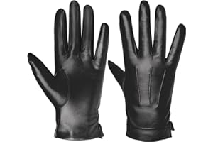 Harssidanzar Guanti da uomo in pelle foderati in cashmere caldi e touchscreen SM052EU