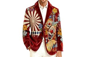 GENERIC Herren Cord Sakko Bunt Bedruckt Farbverlauf - Karneval Kostüm Jacke mit Städtemotiv - Cordjacke Modern Freizeit Blazer für Fasching Party Festival Straßenkarneval