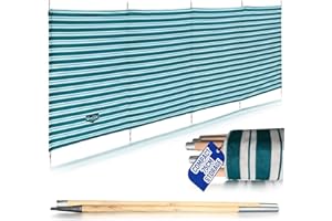 VANILLA LEISURE.CO.UK Vanilla Leisure 5 or 7 Split Windbreaker Pole - Wind Breaks for Camping, Beach, Caravan & Garden - Heavy Duty with Metal Tipped Wooden Poles for Extra Stability, Blue, Green, Charcoal
