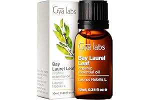 Gya Labs Aceite esencial orgánico de hoja de laurel de para el crecimiento del cabello, alivio del sueño, dolor muscular y cabello fino, 100 aceite puro de grado terapéutico para aromaterapia, 10 ml
