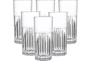 BRYNA BY AMZ BETTER BRYNA - 6-teiliges Set Gläser Milano Hi-Ball 42 Cl Polycarbonat (Hartkunststoff), 100% italienisches Design, Unzerbrechliche Gläser, Wiederverwendbare und spülmaschinenfeste Weingläser, Transparent