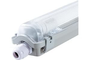 ‎LED'S LIGHT proventa IP65 LED-Feuchtraumleuchte 120cm mit 18W LED-Röhre 2.160 Lumen Klappdeckel Steckklemme Kabeleinführung bis NYM-J 3x2,5mm²