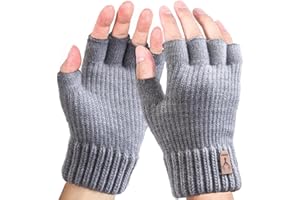 FCHUI Fingerless Gloves for Men - Winter Fingerless Knitted Gloves Thermal Fingerless Gloves Half Finger Gloves for Outdoor Working Running Cycling Sking