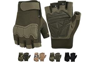 FIORETTO Mens Breathable Padded Fingerless Motorcycle Gloves Half Finger Gloves for Cycling Hiking Climbing Outdoor Sports