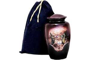 HLC Urne funéraire Papillon Violet pour Cendres humaines – Urne funéraire pour Adulte fabriquée à la Main – Urne funéraire abordable pour Cendres (Adulte 90,7 kg) – 26,7 x 15,2 cm