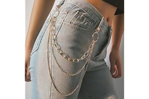 TseenYi Pantaloni A Catena Punk Jeans A Strati Catena Pantaloni Tasca D'oro Catene Hip Hop Pantaloni Catena Gioielli Corpo Per Le Donne E Gli Uomini Regali