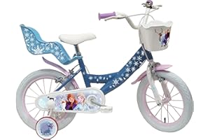 VÉLO ATLAS Vélo Enfant 14'' Fille Reine des Neiges/Frozen équipé de 2 Freins, Bleu et Blanc