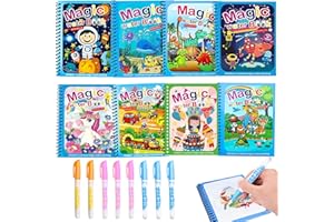 SELOXMCS 8 Stück Wassermalbuch,Wasser Malbuch,Water Magic Magisches Book Wassermalbücher Wasserzauber Colouring Wasserbilder Kinder Malen und Malbuch Wasserstift Reiseaktivitäten Bildung Kleinkinder Geschenk