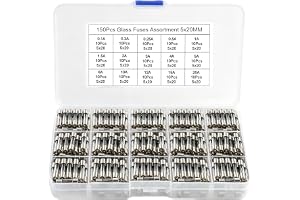 150 st säkringar i glas, 15 värdepatroner i glas 5 x 20 mm | 250 V glassäkring med 0,1 A 0,2 A 0,25 A 0,5 A 1 A 1,5 A 2A 3A 4A 5A 8A 10A 12A 15A 20A, för bil elektroniska lastbilar