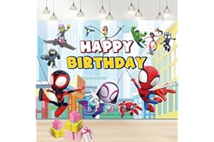 OTOKTI 5x3FT Spidey and His Amazing Friends Party Birthday Backdrop, Spidey Birthday Decorations Photography Backdrop, Theme Party Supplies Happy Birthday Banner, Kids Birthday Party Decorations Boys Girls