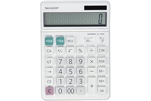 Sharp EL-340W - Calcolatrice da tavolo con display mobile, funzionamento a energia solare/batteria, colore: Bianco
