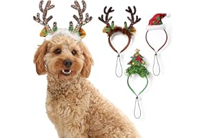 BLUE PLANET FANCY DRESS 4 Pack Dog Christmas Headband - Small to Large Breeds (Not for Toy or Giant breeds) Reindeer Antlers Santa Tree Puppy Pet Costume Accessory Xmas
