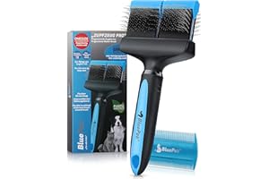 BluePet® Cepillo para perros y gatos de pelo medio y largo | Elimina suavemente el subpelo, los enredos y nudos | Afloja la capa superior