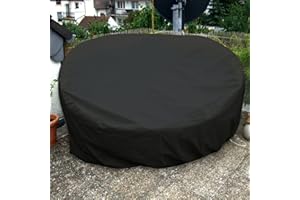 SITZBAG Abdeckplane Abdeckung Sonneninsel Schutzhülle Rund 190cm Schwarz Premium WASSERDICHT Liegeinsel Liege Abdeckplane Abdeckung Plane Rattan Garten Möbel Haube Hülle