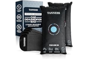 Tanness 2 Pack x 1kg Car Dehumidifier Bags with Anti-Slip Pads - Essential Car Accessories, Moisture Absorber, Reusable, Recharges in Microwave - Multipurpose for Home, All Spaces & Vehicles