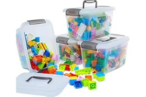 Citylife 4 Packs Plastic Storage Box with Lids Storage Boxs with Handle Clear Stackable Storage Boxes 5L, 27.8 x 19.5 x 16.4cm