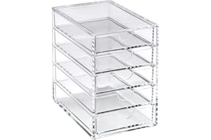 OSCO Mała przezroczysta akrylowa komoda z 5 szufladami | przechowywanie pinów | biżuteria | spinacze do papieru | małe artykuły pa | wys. 14 x szer. 9 x gł. 14 cm |