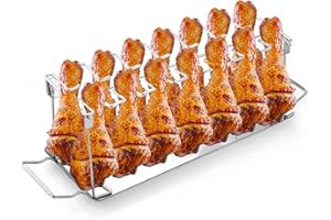 sinzau Hähnchenschenkel Halter, Platz für 14 Keulen -Hähnchenkeulenhalter aus Edelstahl, mit Auffangschale