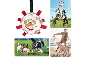 X XBEN Hundefußball mit Griff, 20CM Langlebige Hundebälle für Hunde, Interaktives Hundespielzeug für Große Hunde, Wasserspielzeug Hund, Hundeball für Tauziehen, Rasen, Schwimmen