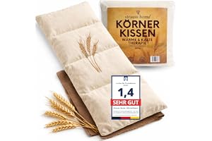Strauss Home® Stort värmekudd med korn - Går i mikrovågsugn - Mot spänningar i nacken, axlarna och ryggen - Naturliga vetekorn - 20 x 50 cm