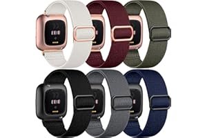 Ouwegaga Elastyczny pasek kompatybilny z zegarkiem Fitbit Versa 2 / Fitbit Versa / Fitbit Versa Lite, miękki, regulowany, nylonowy pasek zastępczy do Versa 2 / Versa/Versa Lite, 6 szt