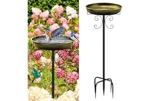 MNGREN Yepper 35In Metal Bird Bath for Garden, Vintage Freestanding Birdbaths & Supports, Bird Baths Feeder Bowl for Outdoors Garden Patio Yard Lawn Decor, Upgraded 5-Pronged Base (Antique Golden)