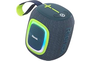 RIENOK Bluetooth Speaker Wireless Portable Waterproof Speaker with Lights FM Radio 15-Hour Playtime Bluetooth 5.3 TF Card USB Playback Mini for Home Garden Party Camping Travel