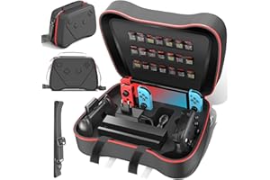 KYTOK Switch Tasche für Nintendo Switch/OLED, Große Switch Koffer mit verstellbarem Schultergurt, Harte Switch OLED Tasche mit Aufbewahrung für Switch Dock/Konsole/Joycon/Netzteil/Spiele & Switch Zubehör