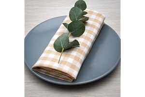 FILU Servietten 4er Pack Beige/Weiß kariert (Farbe und Design wählbar) 45 x 45 cm - Stoffserviette aus 100% Baumwolle im skandinavischen Landhausstil