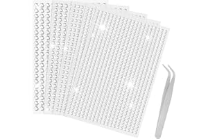 Sularpek 2542 Pezzi Strass Adesivi, 5 Fogli Brillantini Adesivi, Brillantini Make Up, 3/4/5/6 MM Strass Autoadesivo, Acrilico StrassSticker per Viso Corpo Unghie Fai da Te Feste, con Pinzette