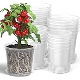 MENGBEI - Pack of 20 Clear Plant Pots with Tray, Plastic Plant Pots with Drainage Holes, Ideal for Indoor and Outdoor (10/13/
