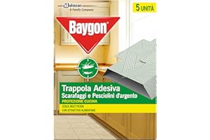 Baygon Trappola Adesiva, Efficacie contro Scarafaggi e Pesciolini d'Argento, Protezione per la Cucina, 1 Confezione da 62.5 g