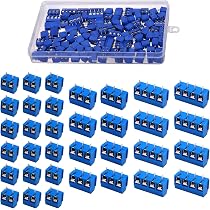 100 Pièces Borniers à Vis PCB - Pas 5mm - 2/3/4 Broches - Bleu - Avec Tournevis - 10