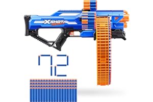 Xshot X-Shot Insanity Mad Mega Barrel Blaster do Rzutek Piankowych, Pomarańczowy/Niebieski, 72 Rzutki