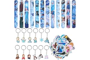 74Pcs Cadeau Fête Anniversaire Frozen, Frozen Slap Brésacelets, Sac Cadeau de Fête, Frozen Autocollants, Party Favors Jouets Enfants, Bracelet à Claquer Bandes, pour Filles Enfants Thème Fournitures