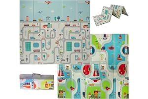 VeloVendo® - Tappeto Gioco Bambini pieghevole e reversibile 180x200x1cm - tappeto gioco neonato - Non tossico e impermeabile (XPE Macchine)