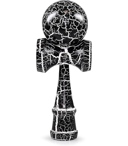 Ganzoo Kendama Rouge Craquelé – Jeu D’adresse Japonais En Bois De Hêtre, 18 Cm, Pour Tous âges
