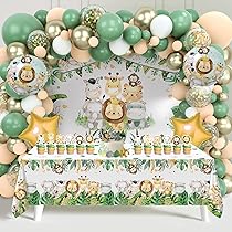 Kit De Vaisselle Jetable Jungle Safari 41 Pièces - Assiettes, Serviettes, Nappe - Idéal Baby Shower, Anniversaire Garçon, Noël, Fêtes Enfants - 7