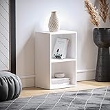 Vida Designs Oxford 2 Tier Cube Bookcase, White Wooden Shelving Display Storage Unit Office Living Room Furniture